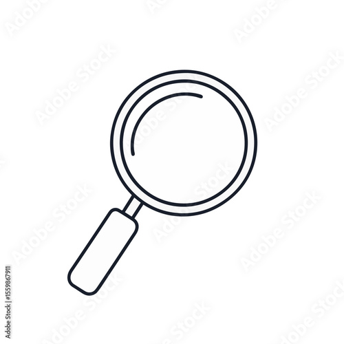Minimalist black and white magnifying glass icon on plain background, clarity concept