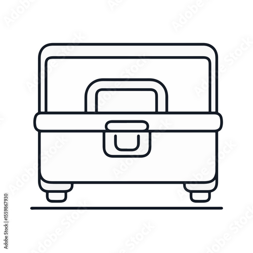 Minimalist black and white toolbox icon, simplicity and utility