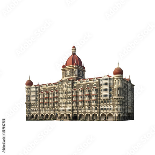 Elegant Taj Hotel isolated on white – perfect for travel websites, ads, and brochures. High-quality PNG with transparent background