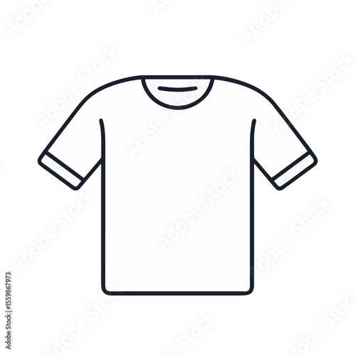 Minimalist black and white t-shirt icon on plain background, simplicity