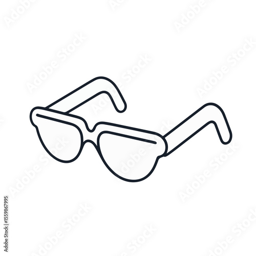 Minimalist black and white glasses icon on plain white background, simplicity