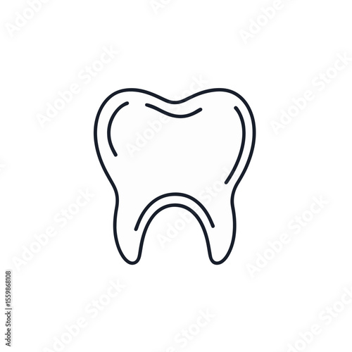 Minimalist tooth icon on white background, dental hygiene concept