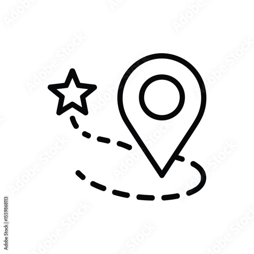 Start to destination route icon with star and location pin