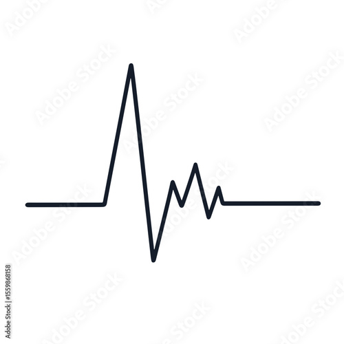 Minimalist heartbeat icon on white background, medical symbolism