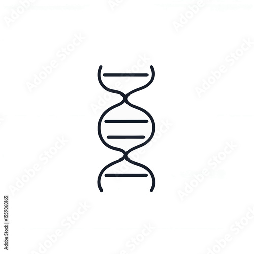 Minimalist DNA icon on plain white background, genetic symbolism
