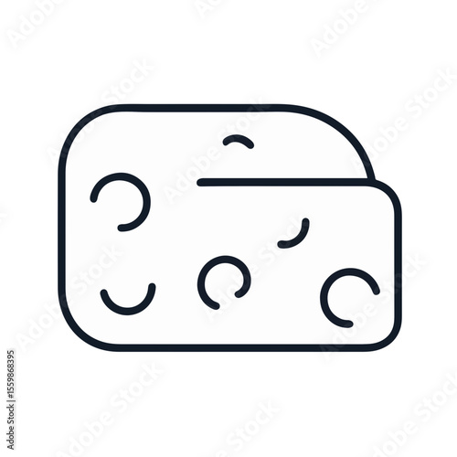 Minimalist black and white cheese icon on white background, simplicity