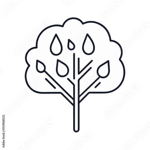 Minimalist black and white tree icon on plain background, simplicity