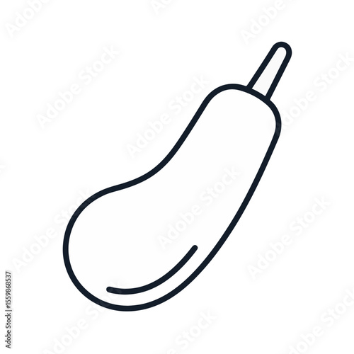 Minimalist black and white squash icon on plain white background, simplicity