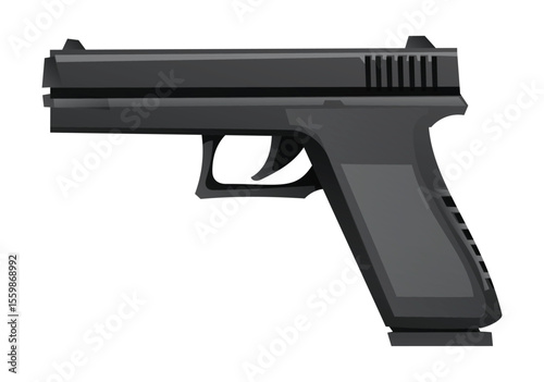 Handgun, a firearm typically carried by law enforcement officers for protection and duty. Vector cartoon illustration