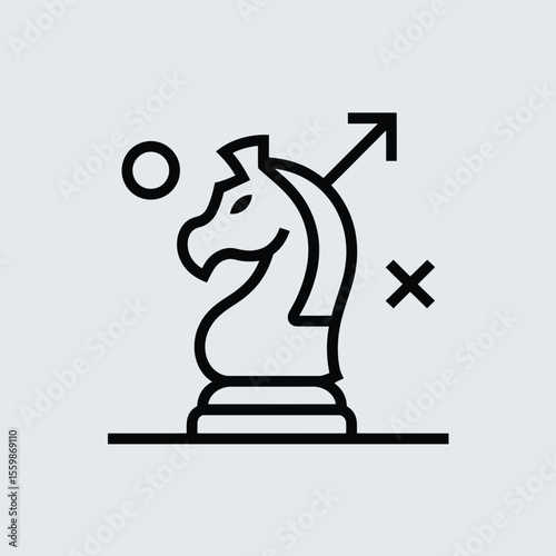 Chess Knight Strategy Icon Representing Business Planning and Strategic Decision Making