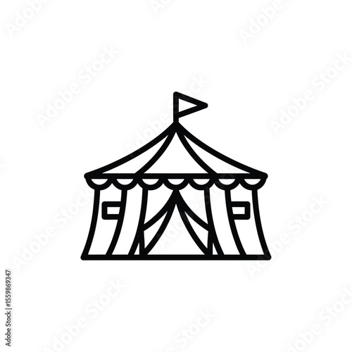 Circus Tent Icon Black Line Art Illustration