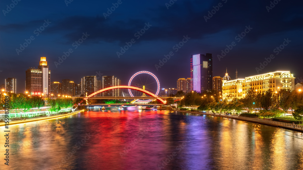 Obraz premium ，China, Tianjin, city, city skyline, architectural landscape, background, skyscrapers, high-rise buildings, architecture, buildings, modern buildings,