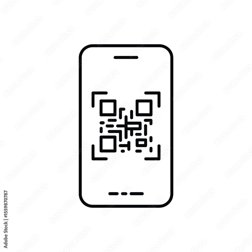 Smartphone Scanning QR Code Line Icon Smartphone Scanning QR Code Line Icon