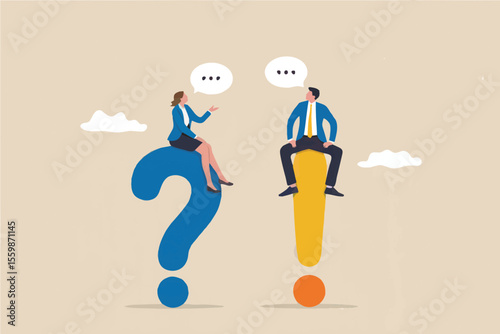 Two people sitting on punctuation marks isolated on transparent background