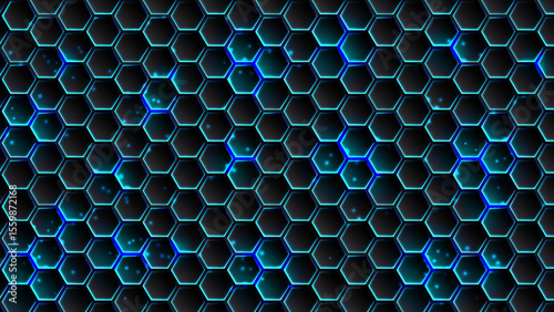 Blue Hexagon Futuristic Background