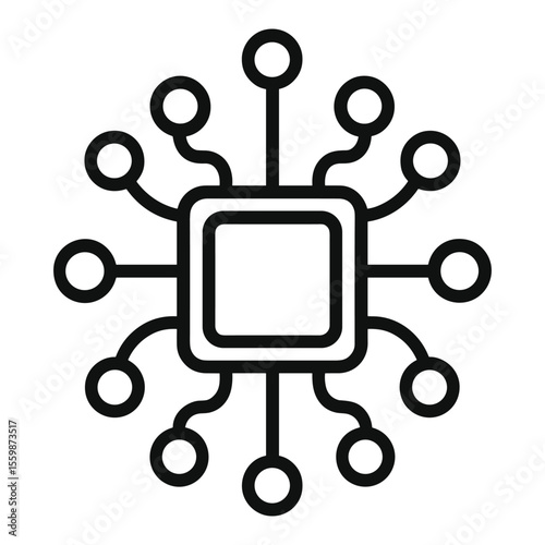 Microchip Circuit Board Icon – Modern Technology Vector Illustration