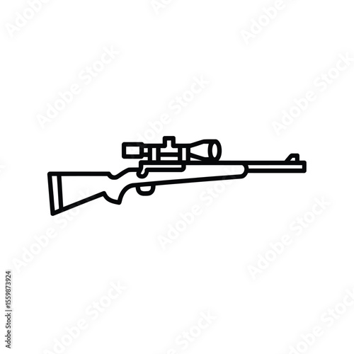 Rifle with scope icon hunting weapon outline vector illustration