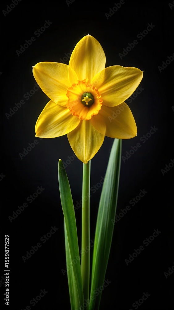 Fototapeta premium Spring Floral Daffodil on Black Background