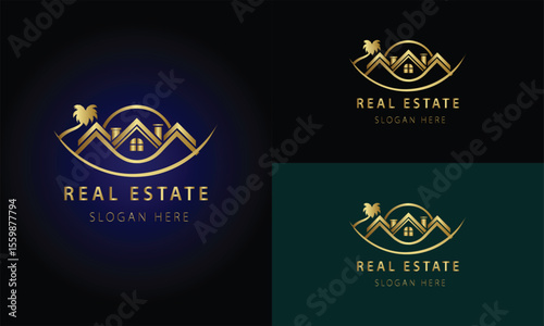 Real estate logo design with full branding business card, stumps, email signature, and social media kit