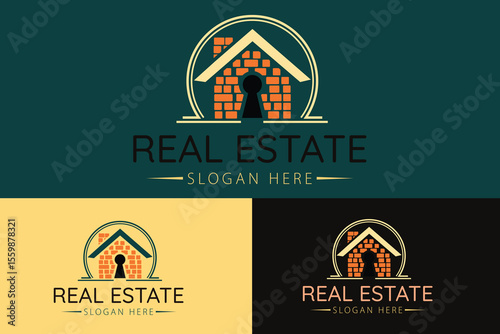 Real estate logo design with full branding business card, stumps, email signature, and social media kit