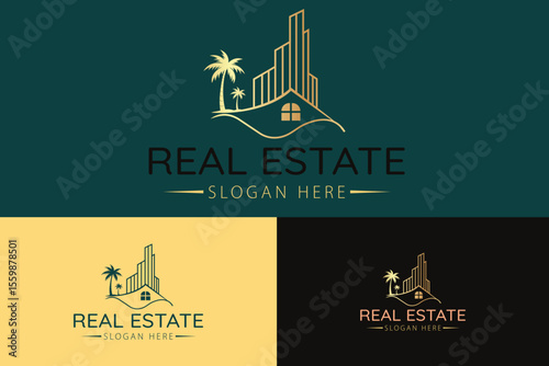 Real estate logo design with full branding business card, stumps, email signature, and social media kit