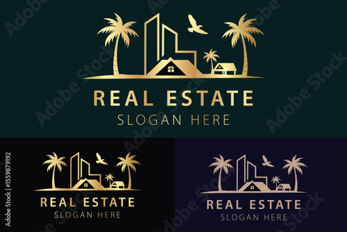 Real estate logo design with full branding business card, stumps, email signature, and social media kit