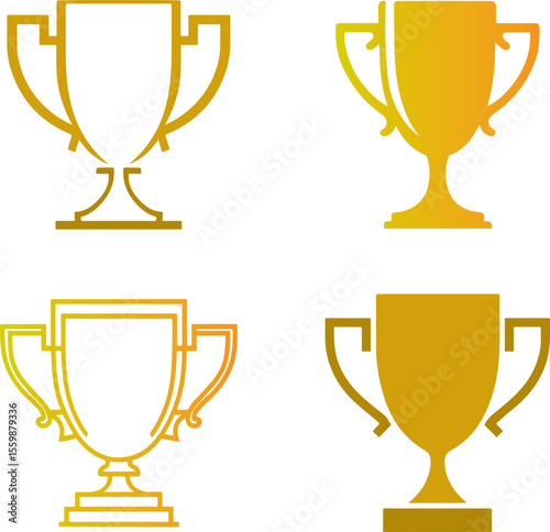 Trophy Cup Color Vector Design Collection