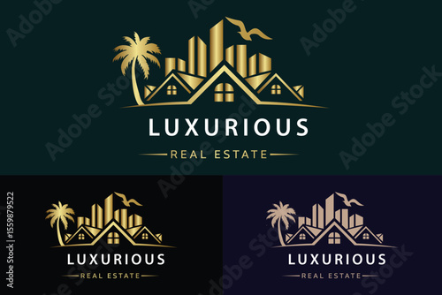Real estate logo design with full branding business card, stumps, email signature, and social media kit