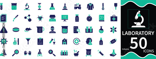 Laboratory 50 Icon Set Editable Vector Icons for Science, Research, and Experiments.