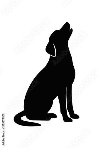 Howling Dog Silhouette Icon: Canine Howl Vector Graphic