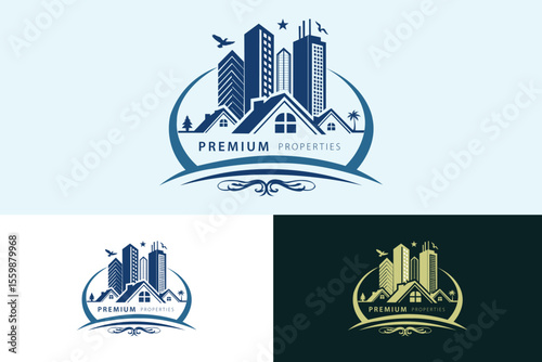 Real estate logo design with full branding business card, stumps, email signature, and social media kit