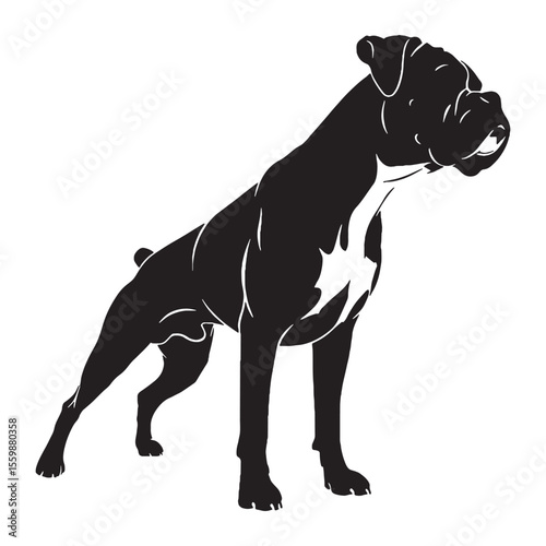 A simple Boxer digital black silhouette, easy to integrate into layouts - Boxer silhouette - Boxer Vector - Silhouette of Boxer - dog silhouette

