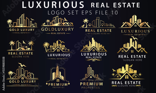 Real estate logo design with full branding business card, stumps, email signature, and social media kit