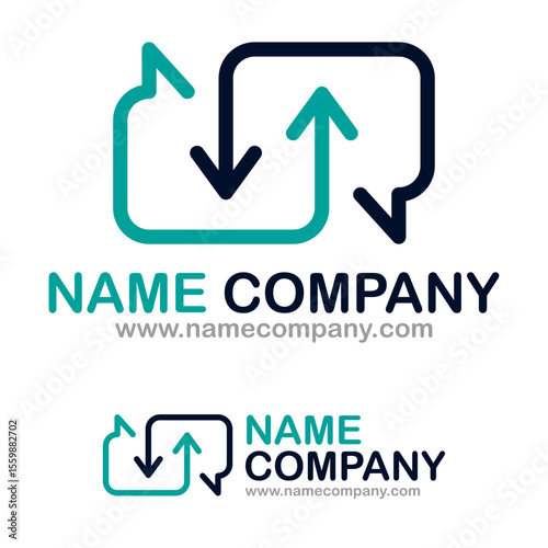 Logo de communication numérique avec flèches -  échange, partage, entreprise technologie