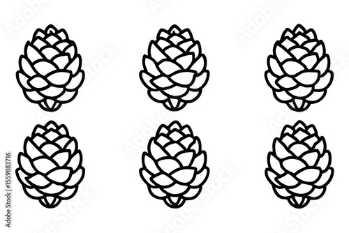 Rustic Pine Cone Outline Collection Nature Line Vector Pack
