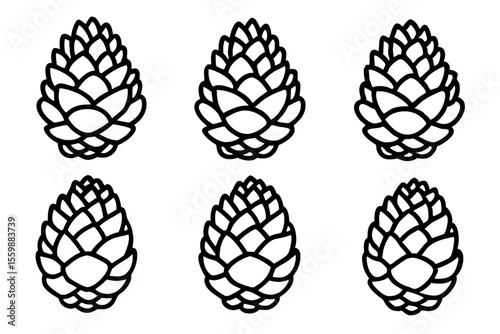 Rustic Pine Cone Outline Collection Nature Line Vector Pack