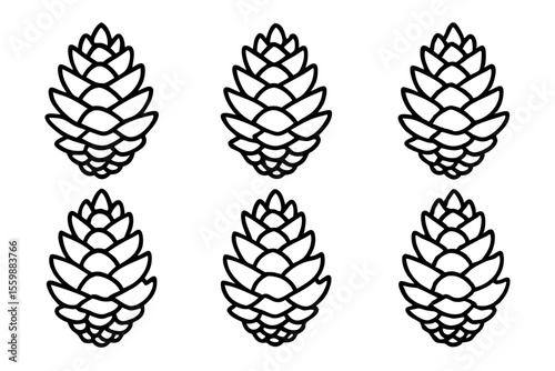 Rustic Pine Cone Outline Collection Nature Line Vector Pack