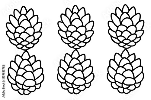 Rustic Pine Cone Outline Collection Nature Line Vector Pack