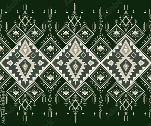 Echoes of the mountains. Traditional ethnic pattern with geometric diamond shapes, inspired by tribal textile designs in neutral tones.