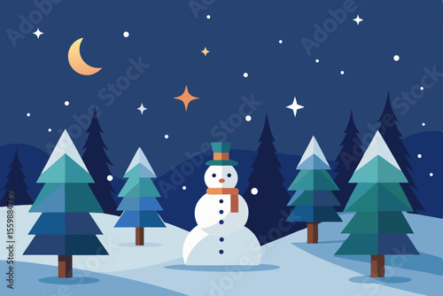 snowman and christmas tree