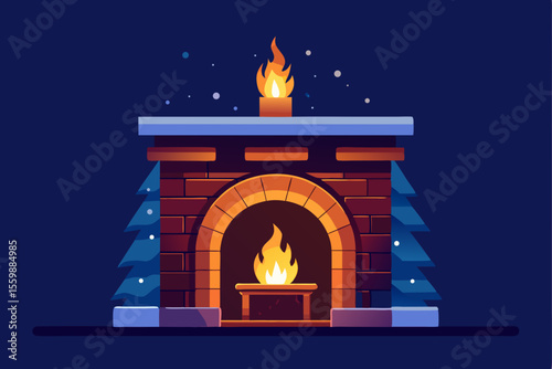 fireplace with burning candles