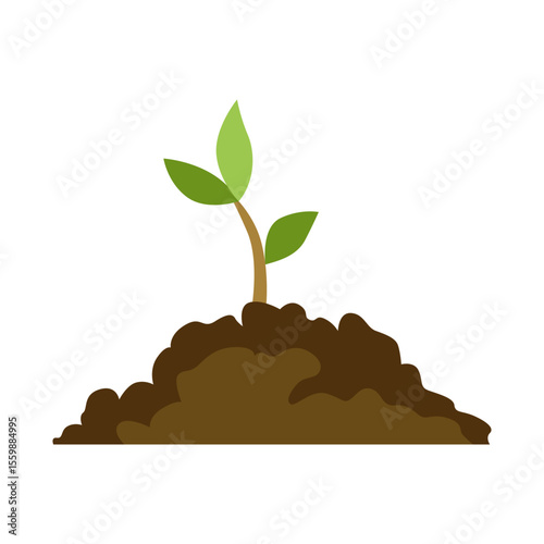 Stage of tree growth. Small tree growth with green leaf and branches. Illustration of business cycle development