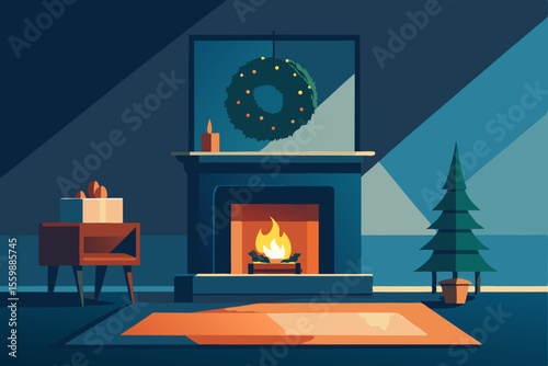 fireplace with christmas decorations