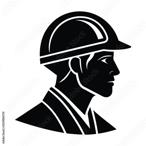 Construction Worker Profile Strong Silhouette Image