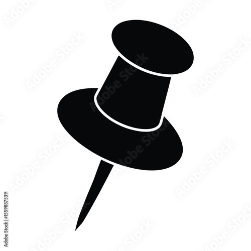 Simple Black Push Pin Icon Graphic Design