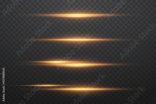 Horizontal flash with luminous center, futuristic and fantastic light effect.