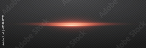 Horizontal flash with luminous center, futuristic and fantastic light effect.