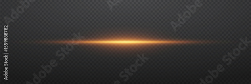 Horizontal flash with luminous center, futuristic and fantastic light effect.
