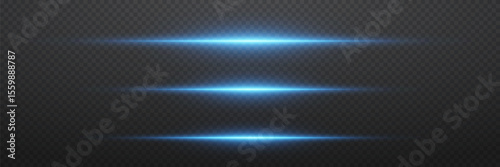 Horizontal glowing lines, magical flash light effect.