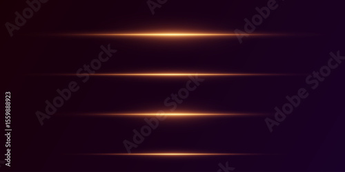 Set of glowing neon flashes and horizontal lines.